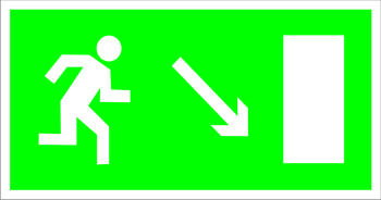 E07 направление к эвакуационному выходу направо вниз (пленка, 300х150 мм) - Знаки безопасности - Эвакуационные знаки - . Магазин Znakstend.ru